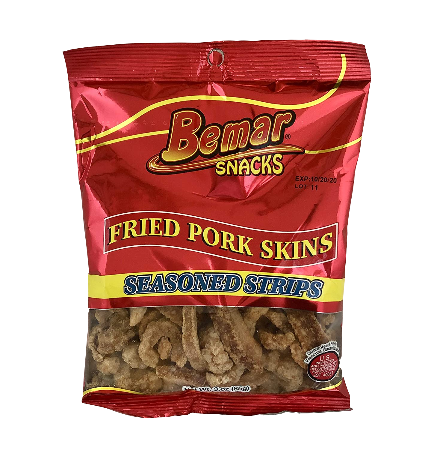 Fried Pork Skins Seasoned Strips Bemar Snacks